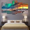 Seaside Aurora - Space 5 Panel Canvas Art Wall Decor