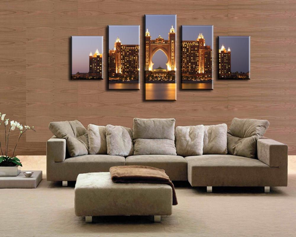 Seaside City - Abstract 5 Panel Canvas Art Wall Decor Seaside City - Abstract 5 Panel Canvas Art Wall Decor