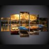Seaside resort speedboat - Space 5 Panel Canvas Art Wall Decor
