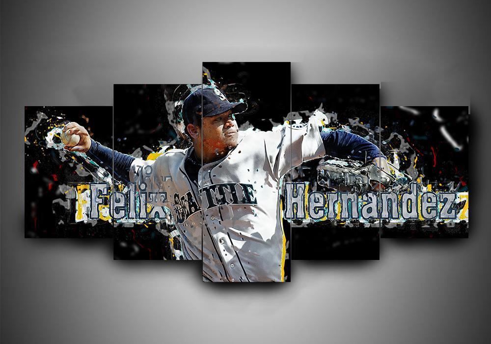 Seattle Mariners 1 - Sport 5 Panel Canvas Art Wall Decor Seattle Mariners 1 - Sport 5 Panel Canvas Art Wall Decor