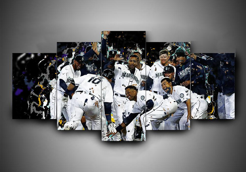 Seattle Mariners - Sport 5 Panel Canvas Art Wall Decor Seattle Mariners - Sport 5 Panel Canvas Art Wall Decor