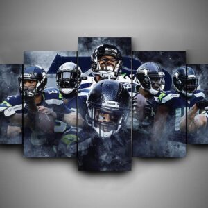 Seattle Seahawks 1 - Sport 5 Panel Canvas Art Wall Decor