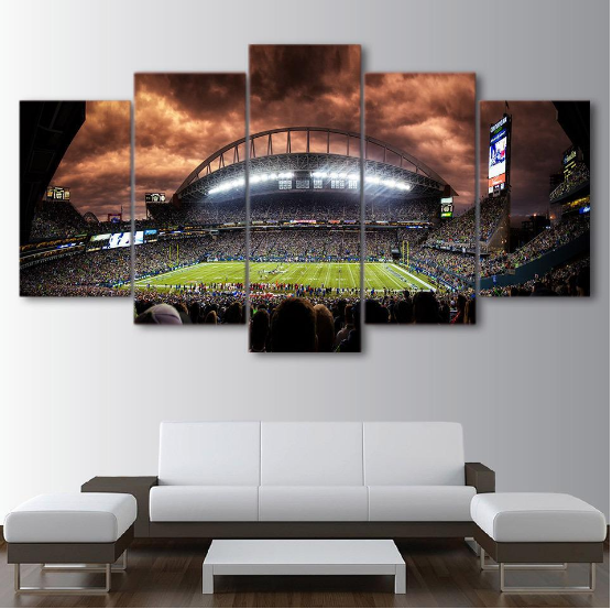 Seattle Seahawks Stadium Sport - 5 Panel Canvas Art Wall Decor Seattle Seahawks Stadium Sport - 5 Panel Canvas Art Wall Decor