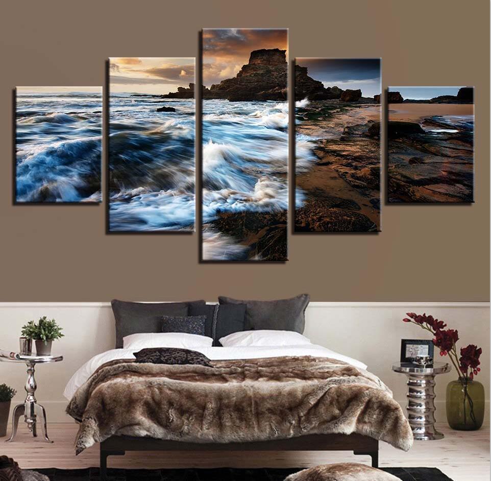 Seaview 3 - Space 5 Panel Canvas Art Wall Decor Seaview 3 - Space 5 Panel Canvas Art Wall Decor