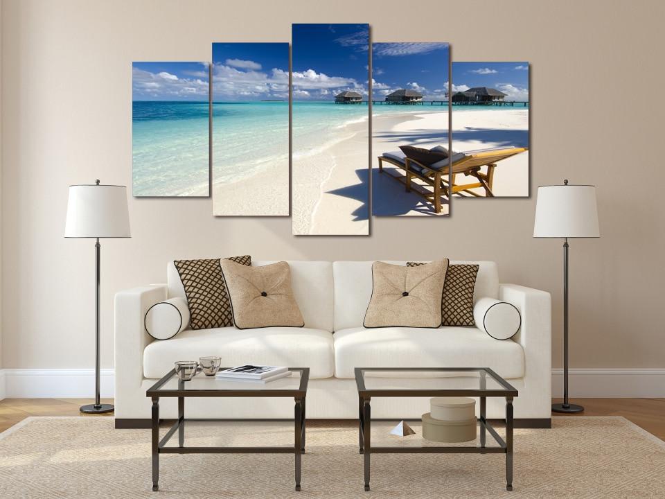 Seaview Beach - Nature 5 Panel Canvas Art Wall Decor Seaview Beach - Nature 5 Panel Canvas Art Wall Decor