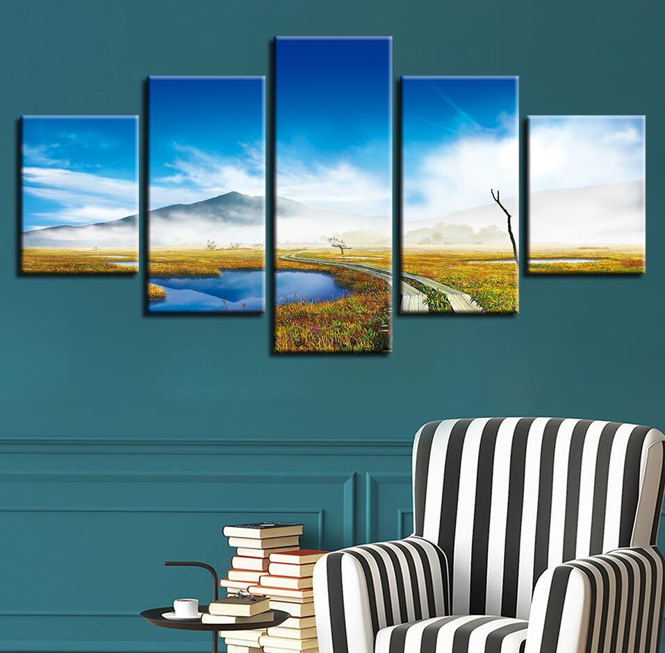Seaview Mountain 1 - Nature 5 Panel Canvas Art Wall Decor Seaview Mountain 1 - Nature 5 Panel Canvas Art Wall Decor