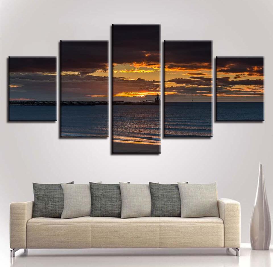 Seaview Mountain 5 - Nature 5 Panel Canvas Art Wall Decor Seaview Mountain 5 - Nature 5 Panel Canvas Art Wall Decor