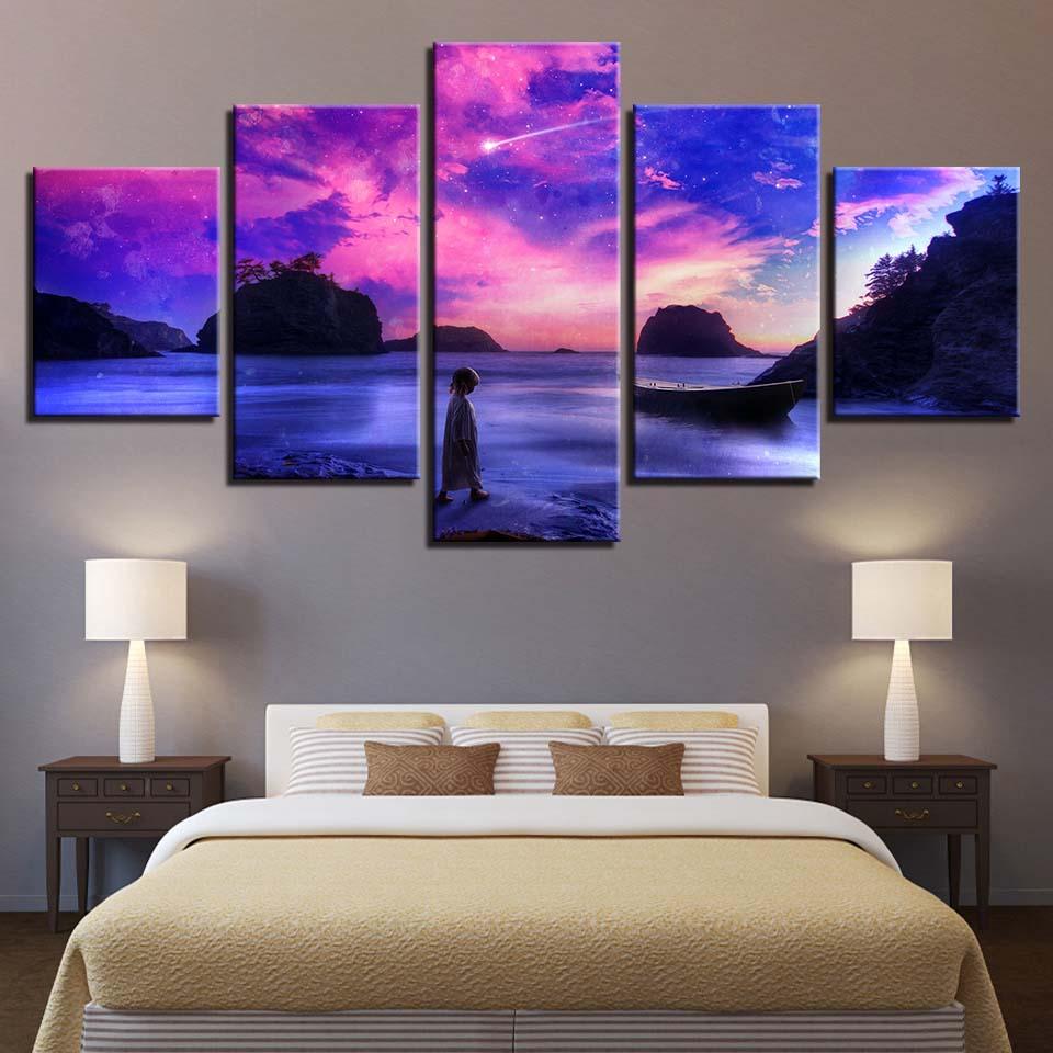 Seaview Sky 2 - Nature 5 Panel Canvas Art Wall Decor Seaview Sky 2 - Nature 5 Panel Canvas Art Wall Decor