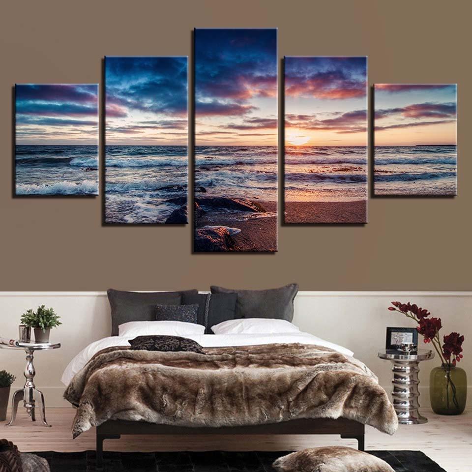 Seaview Sky - Nature 5 Panel Canvas Art Wall Decor Seaview Sky - Nature 5 Panel Canvas Art Wall Decor