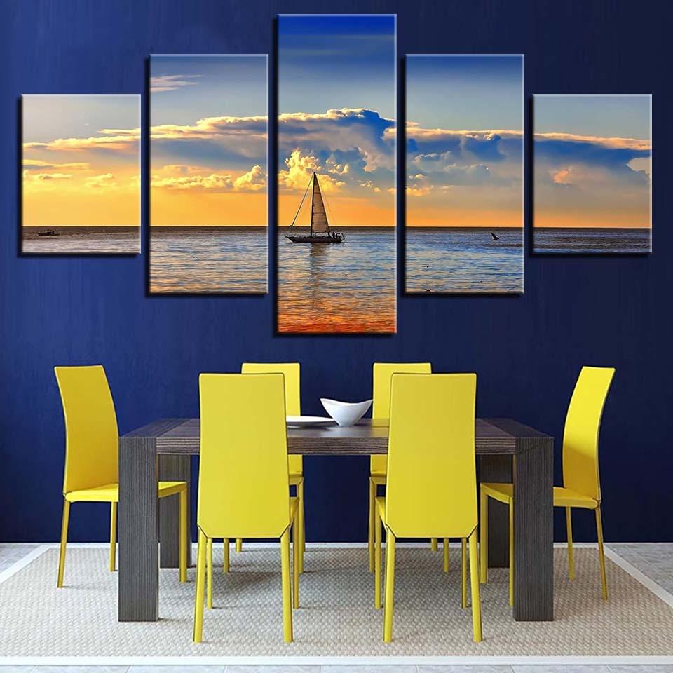 Seaview Sunshine 7 - Nature 5 Panel Canvas Art Wall Decor Seaview Sunshine 7 - Nature 5 Panel Canvas Art Wall Decor