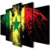 Senegal Flag Eagle - Abstract 5 Panel Canvas Art Wall Decor