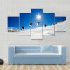 Sequence Shot Of Snowboarder Going Over Jump - Sport 5 Panel Canvas Art Wall Decor