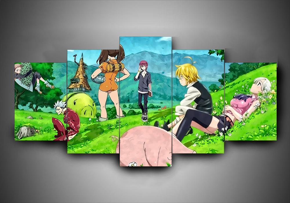 Seven Deadly Sins - Anime 5 Panel Canvas Art Wall Decor Seven Deadly Sins - Anime 5 Panel Canvas Art Wall Decor