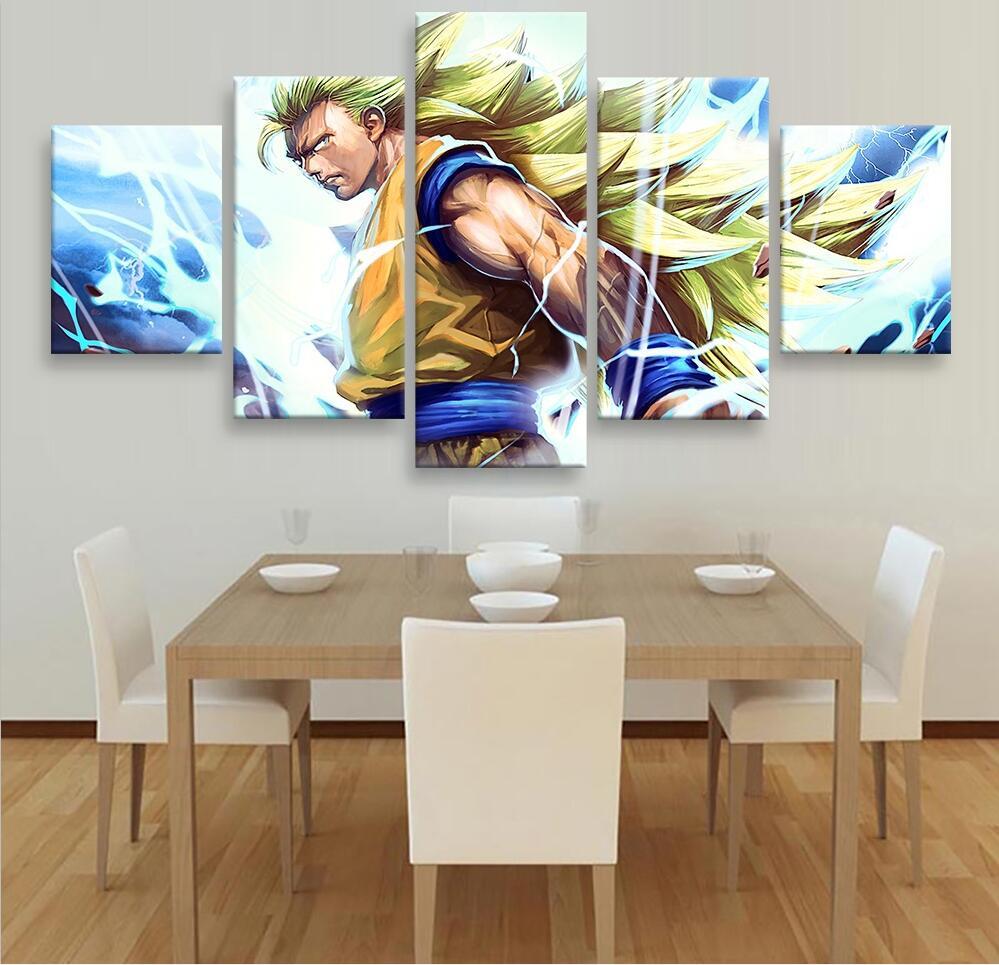 Seven Dragon Ball Figure - Anime 5 Panel Canvas Art Wall Decor Seven Dragon Ball Figure - Anime 5 Panel Canvas Art Wall Decor