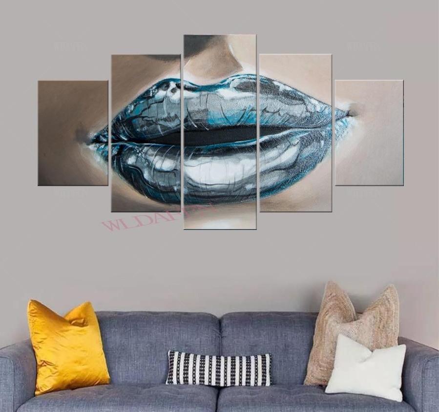 Sexy Abstract Lips Beauty - 5 Panel Canvas Art Wall Decor Sexy Abstract Lips Beauty - 5 Panel Canvas Art Wall Decor