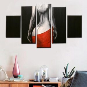 Sexy Girl Back Oil Beauty - Abstract 5 Panel Canvas Art Wall Decor