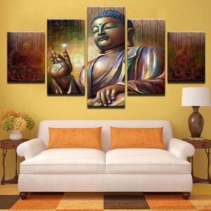 Shakyamuni Buddha - Religion 5 Panel Canvas Art Wall Decor