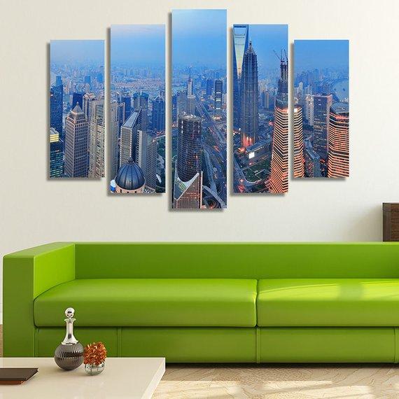 Shanghai Architecture - Nature 5 Panel Canvas Art Wall Decor Shanghai Architecture - Nature 5 Panel Canvas Art Wall Decor
