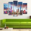 Shanghai Skyline China Skyline Reflection - Nature 5 Panel Canvas Art Wall Decor