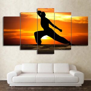 Shaolin Temple Kung Fu - Abstract 5 Panel Canvas Art Wall Decor
