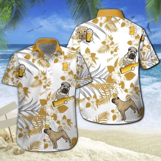 Shar Pei Beer Hawaiian Shirt Summer Button Up Shar Pei Beer Hawaiian Shirt Summer Button Up