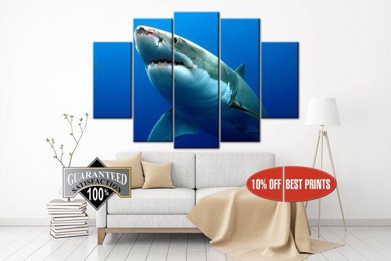 Shark 7 - Animal 5 Panel Canvas Art Wall Decor Shark 7 - Animal 5 Panel Canvas Art Wall Decor