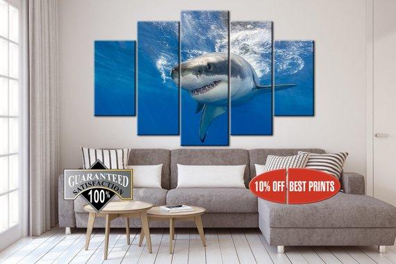Shark 8 - Animal 5 Panel Canvas Art Wall Decor Shark 8 - Animal 5 Panel Canvas Art Wall Decor