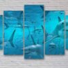 Sharks Underwater - Animal 5 Panel Canvas Art Wall Decor