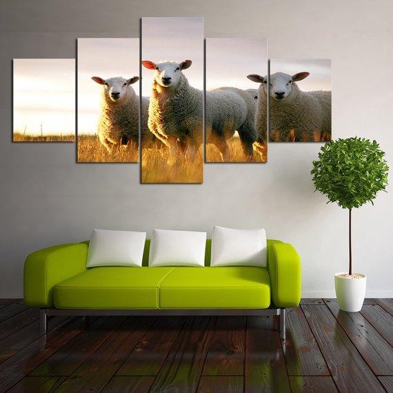 Sheep Lover - Animal 5 Panel Canvas Art Wall Decor Sheep Lover - Animal 5 Panel Canvas Art Wall Decor