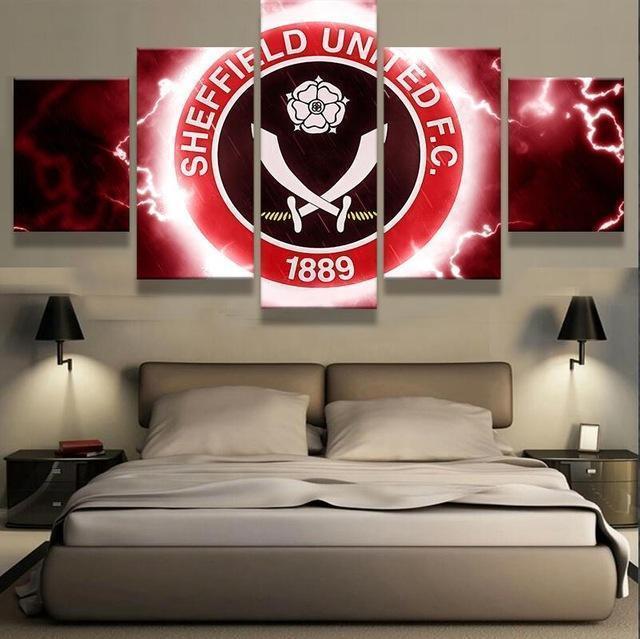 Sheffield United Thunder Logo Soccer - 5 Panel Canvas Art Wall Decor Sheffield United Thunder Logo Soccer - 5 Panel Canvas Art Wall Decor