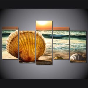 Shell beach seascape - Space 5 Panel Canvas Art Wall Decor