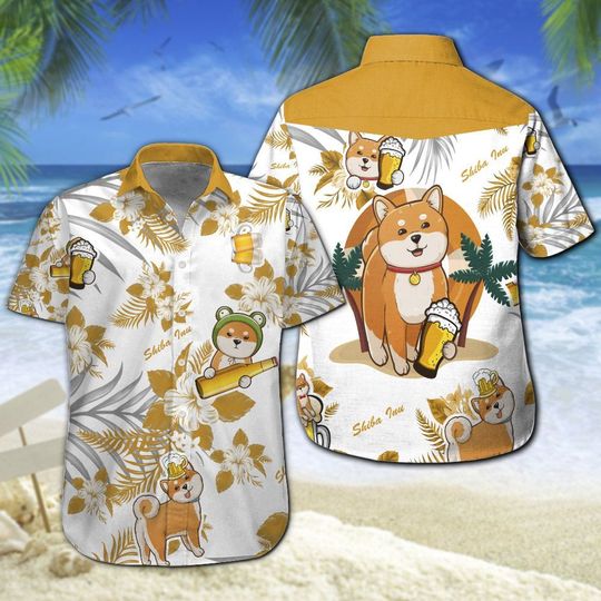 Shiba Inu Beer Hawaiian Shirt Summer Button Up Shiba Inu Beer Hawaiian Shirt Summer Button Up