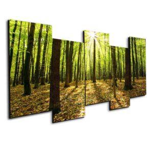 Shine Between The Wood - Nature 5 Panel Canvas Art Wall Decor