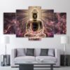 Shinning Buddha Statue - Religon 5 Panel Canvas Art Wall Decor