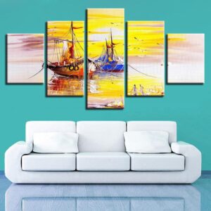 Ship Beautiful - Abstract 5 Panel Canvas Art Wall Decor