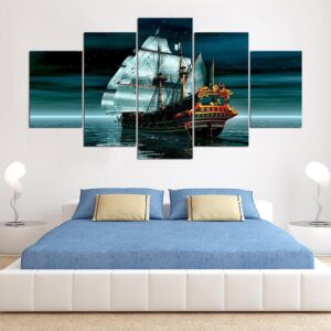 Ship Boat - Space 5 Panel Canvas Art Wall Decor