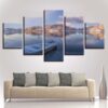 Ship Mountain Lake - Nature 5 Panel Canvas Art Wall Decor