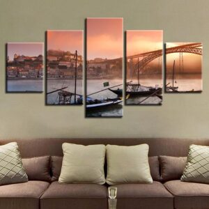 Ship River 5 - Nature 5 Panel Canvas Art Wall Decor