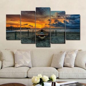 Ship cloud Afterglow - Nature 5 Panel Canvas Art Wall Decor