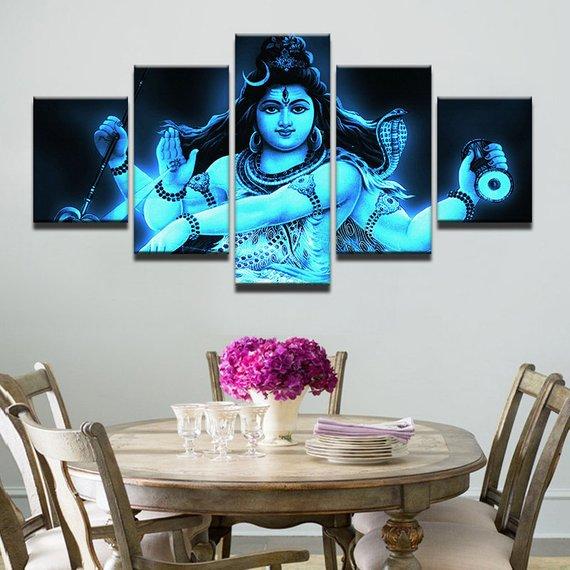 Shiva Large 3 - Religion 5 Panel Canvas Art Wall Decor Shiva Large 3 - Religion 5 Panel Canvas Art Wall Decor