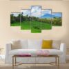 Sight Of Balinese Bright Green Rice - Nature 5 Panel Canvas Art Wall Decor