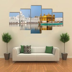 Sikh Gurdwara Golden Temple In India - Nature 5 Panel Canvas Art Wall Decor