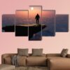 Silhouette Of A Man On A Rock - Sport 5 Panel Canvas Art Wall Decor