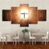 Silhouette Of The Holy Cross 1 - Religion 5 Panel Canvas Art Wall Decor