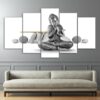 Silver Buddha statue 22 -Religion 5 Panel Canvas Art Wall Decor