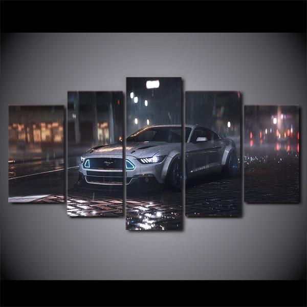 Silver Ford Mustang Cobra Shelby Car 01 - Automative 5 Panel Canvas Art Wall Decor Silver Ford Mustang Cobra Shelby Car 01 - Automative 5 Panel Canvas Art Wall Decor