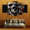 Silver Metal Skull - Abstract 5 Panel Canvas Art Wall Decor