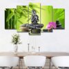 Silver Zen Buddha - Religion 5 Panel Canvas Art Wall Decor