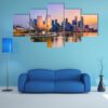 Singapore Skyline At The Marina During Twilight - Nature 5 Panel Canvas Art Wall Decor