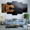 Single Acoustic Guitar - Music 5 Panel Canvas Art Wall Decor